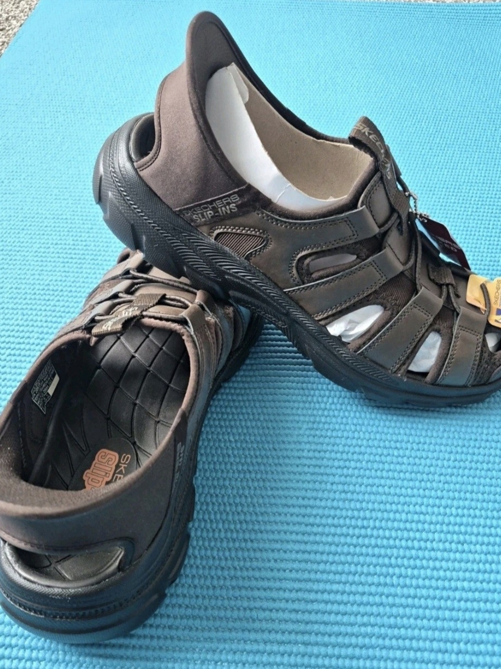 Skechers Men's Dark Brown Closed-Toe Sport Sandals SKECHERS Relaxed Fit Hands Fr